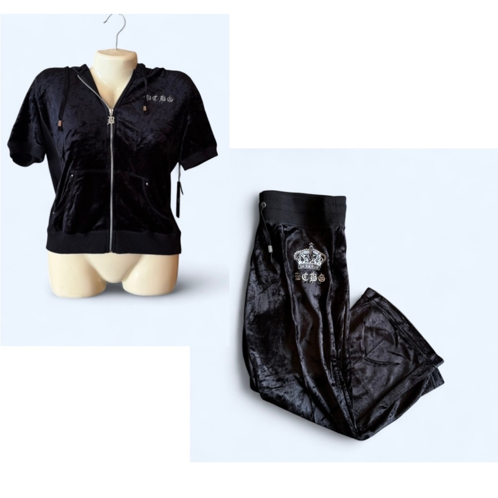 BCBGMaxAzria Black Velour Track Suit
